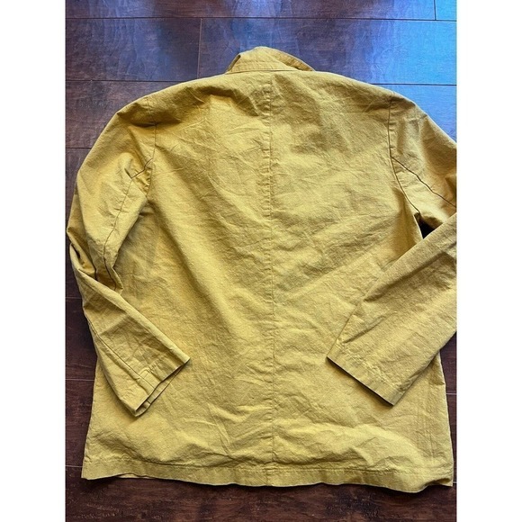 Boho Casual Yellow Button Front Cotton Linen Blend Blazer Jacket Womens Large - Picture 5 of 6